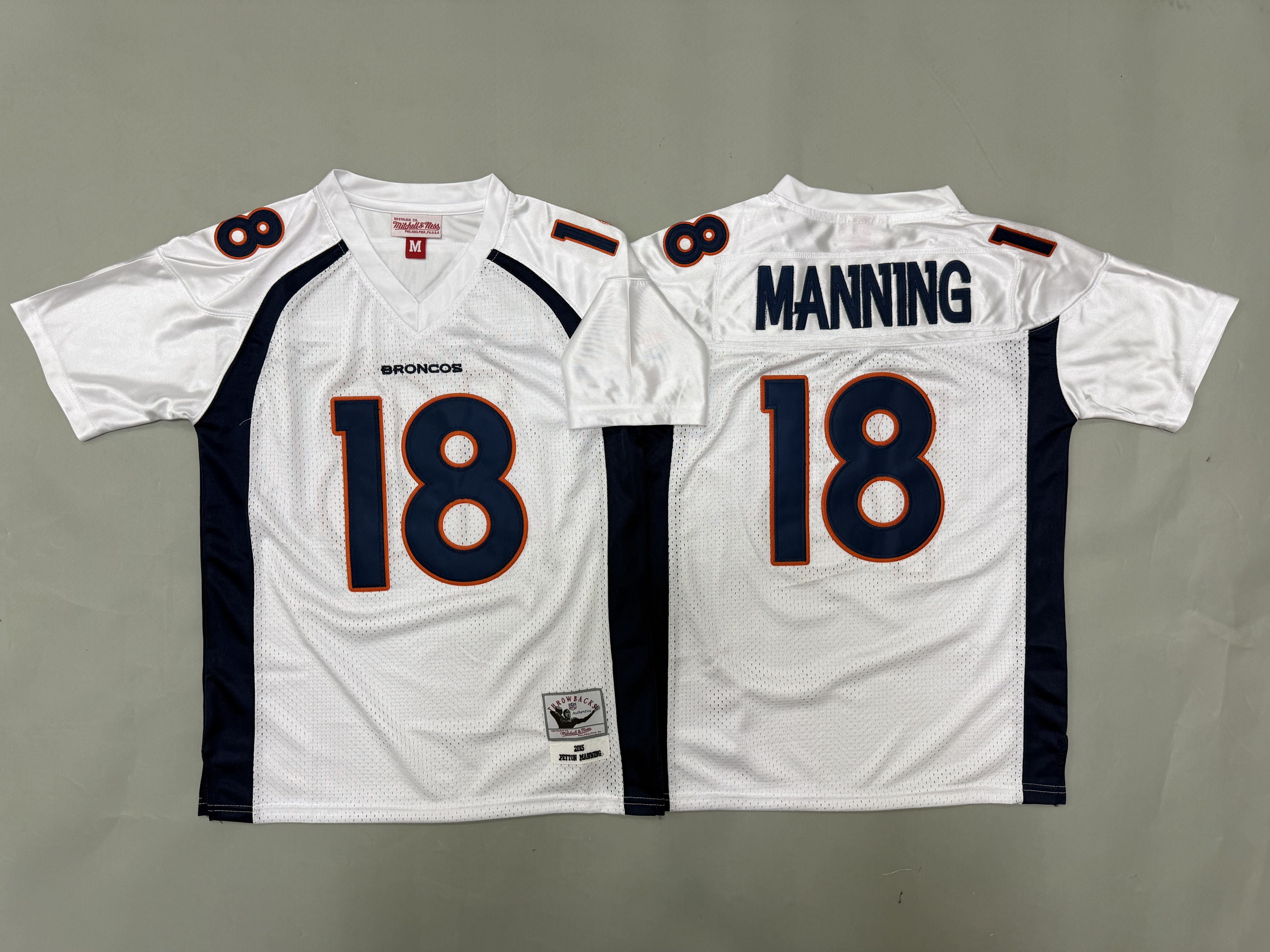 Youth 2026 Denver Broncos #18 Manning white Throwback Limited NFL Jersey style 01->youth nfl jersey->Youth Jersey